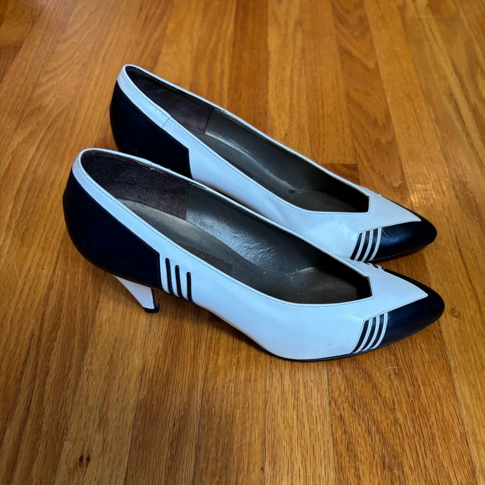 Vintage Black and White Heels with Sleek Design